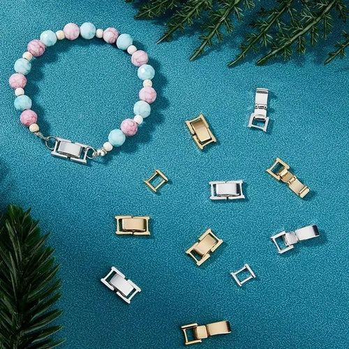 12Pcs 2 Colors Fold Over Jewelry Clasp Brass Bracelet Extenders 0.59x0.33x0.16 Inch Small Fold Over Clasp Foldover Extension Aurexia off