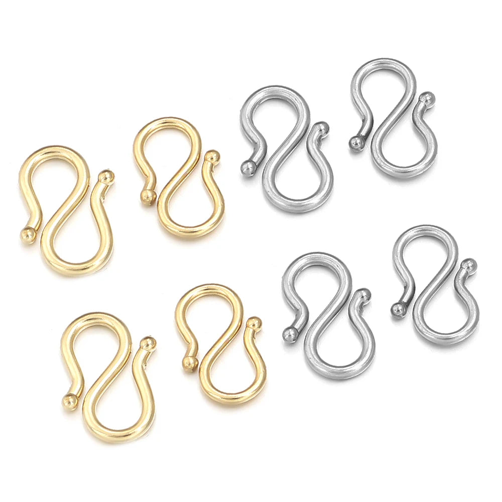 20Pcs Stainless Steel Gold Color S M Shape End Clasps Hooks Chain Connectors For Bracelet Necklace DIY Jewelry Making Supplies Aurexia off