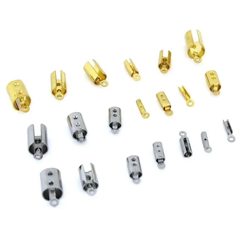 30-50pcs Stainless Steel Crimp End Clasps Fastener Connectors Cord Rope Clips for Necklace Bracelet Jewelry Making DIY Supplies Aurexia off