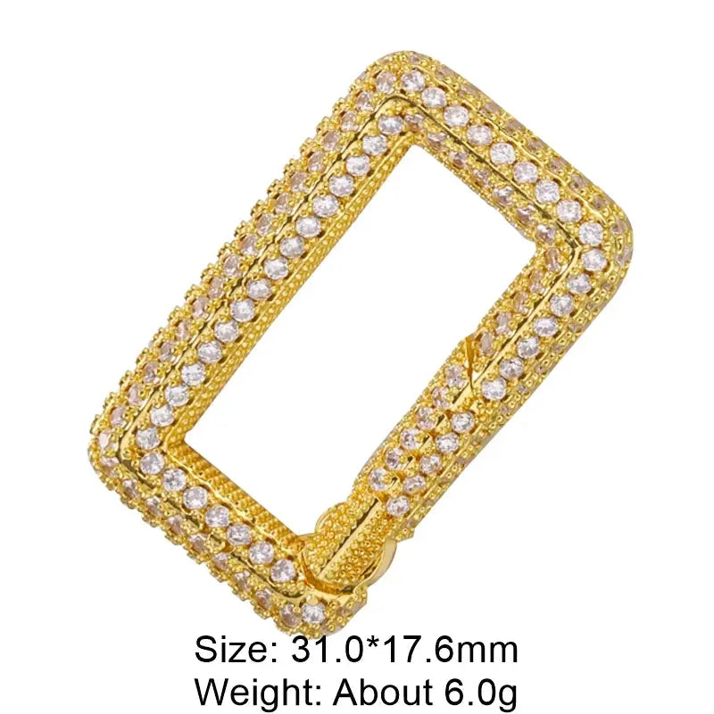 Juya Handmade Zirconia 18K Gold Plated Decorative Copper Pendant Carabiner Screw Bolt Lock Clasps For DIY Punk Jewelry Making Aurexia off