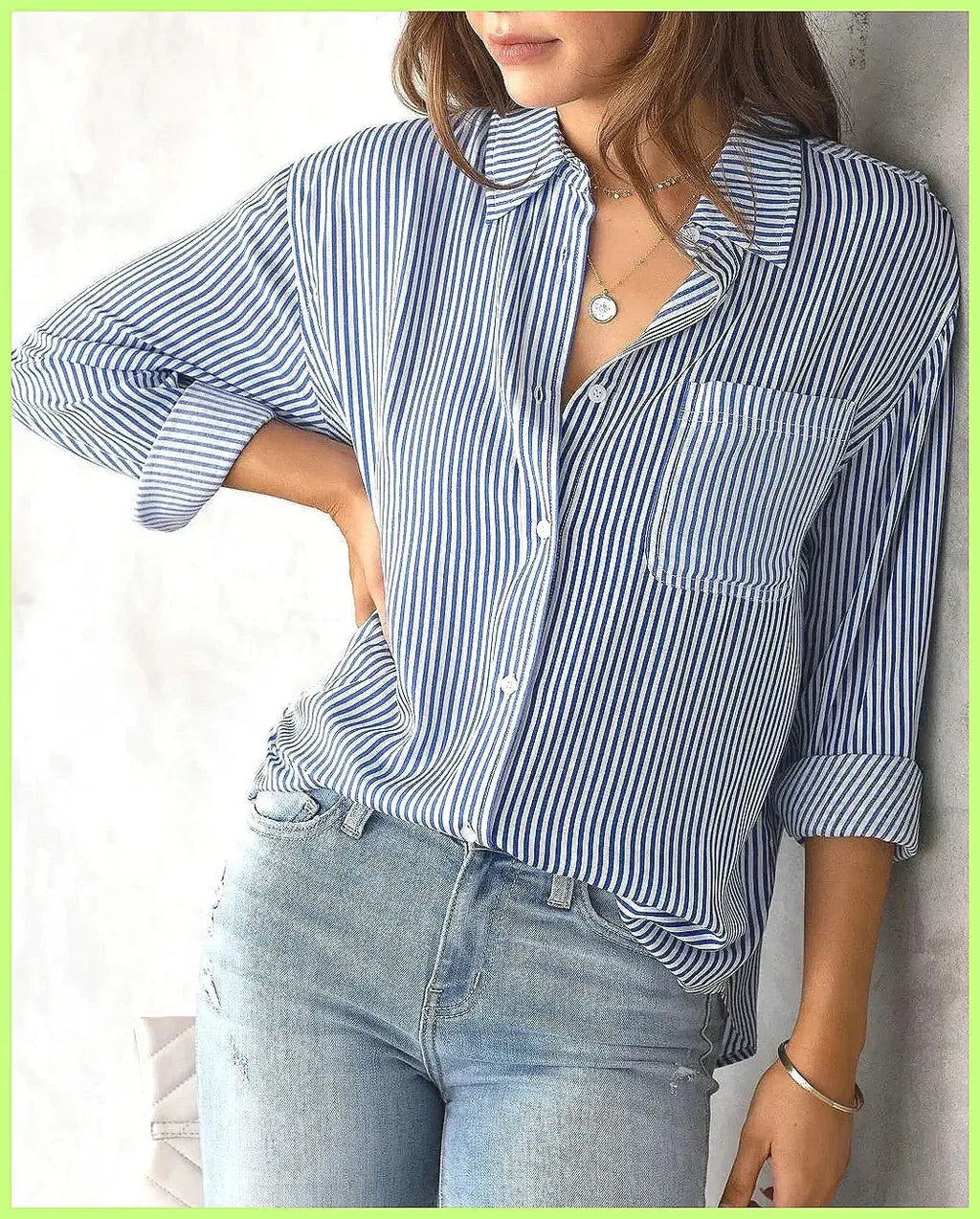 2025 New Striped Oversized Cotton Top, Elegant Lapel Long Sleeve Loose Casual Blouse for Women Aurexia off