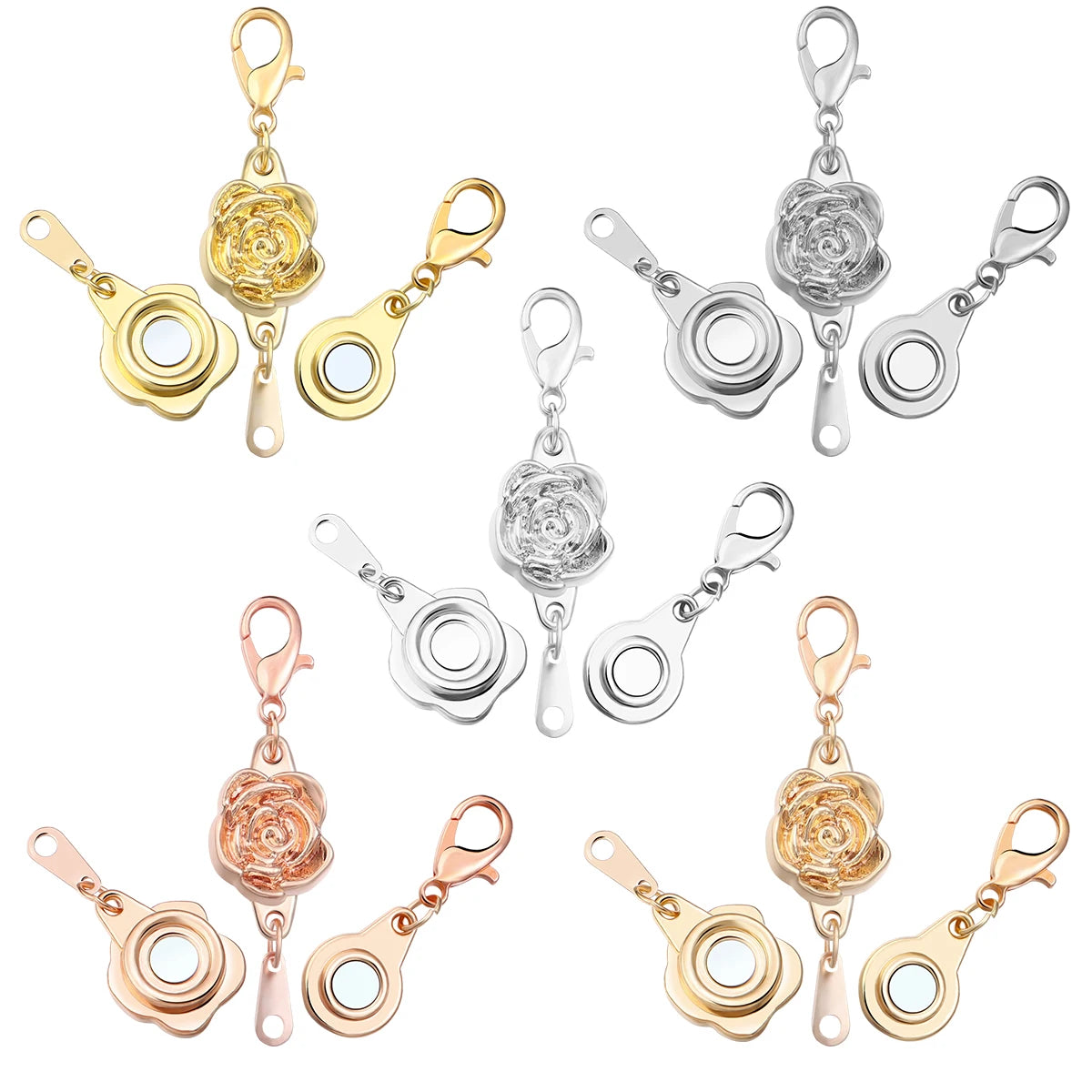 5pcs/lot Strong Magnetic Clasps Alloy Rose Extenders Closures Lobster Clasp Connectors for DIY Jewelry Making Bracelets Necklace Aurexia off