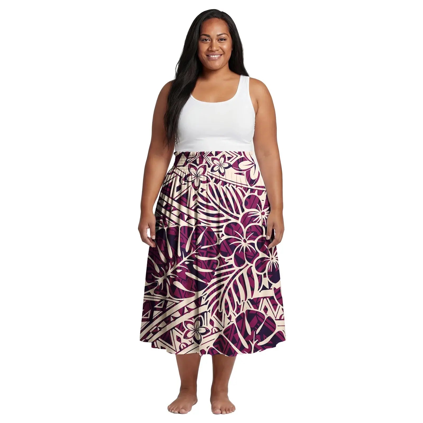 2026 Spring New Custom Elastic Waistband Design Women Skirts Samoan Polynesian Elegant Oversize Ladies Dress Party Aloha Skirts Aurexia off