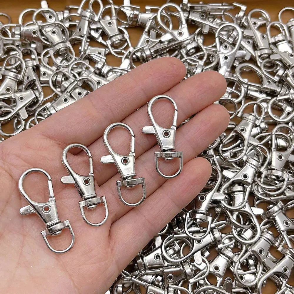 10Pcs Multi-size Alloy Swivel Lobster Clasp Hooks Carabiner Keychain Belt Buckle Accessory For DIY Crafts Jewelry Lanyard Chain Aurexia off