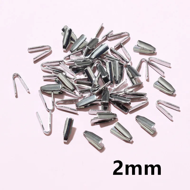 100pcs Stainless Steel 2-7mm Flat Cords Crimp End Beads Caps Clip Tip Fold for DIY Snake Chain Necklace Jewelry Making Findings Aurexia off