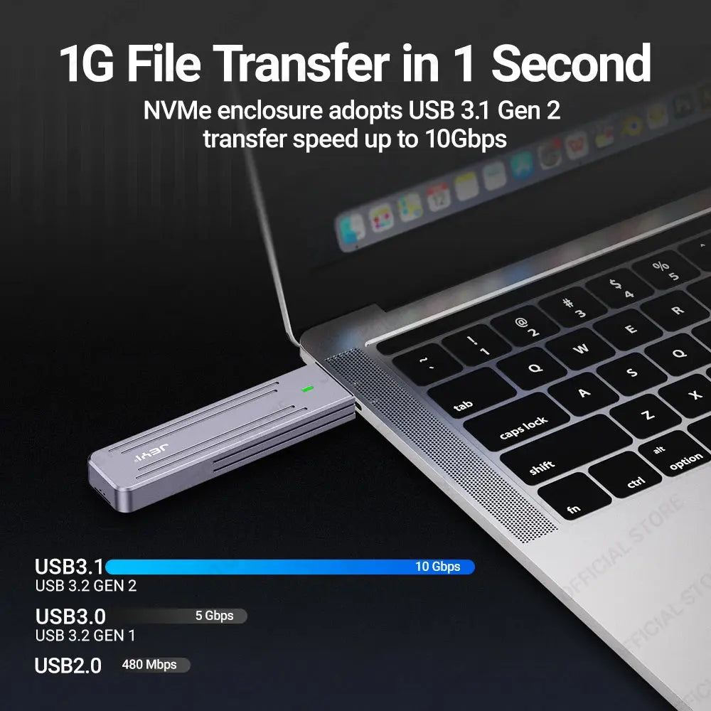 JEYI Direct-attach M.2 NVMe Enclosure, USB-A Plug USB 3.2 10Gbps In-line Aluminum 2242 2280 SSD Case With Magnet Protective Case Aurexia off