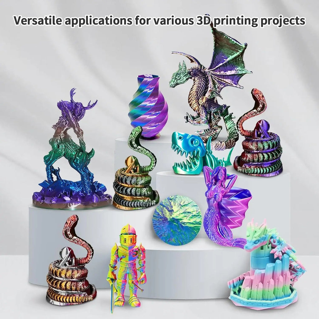 Silk PLA Filament 1.75mm Rainbow Color, 10-Pack Bundle for Smooth 3D Printing Aurexia off