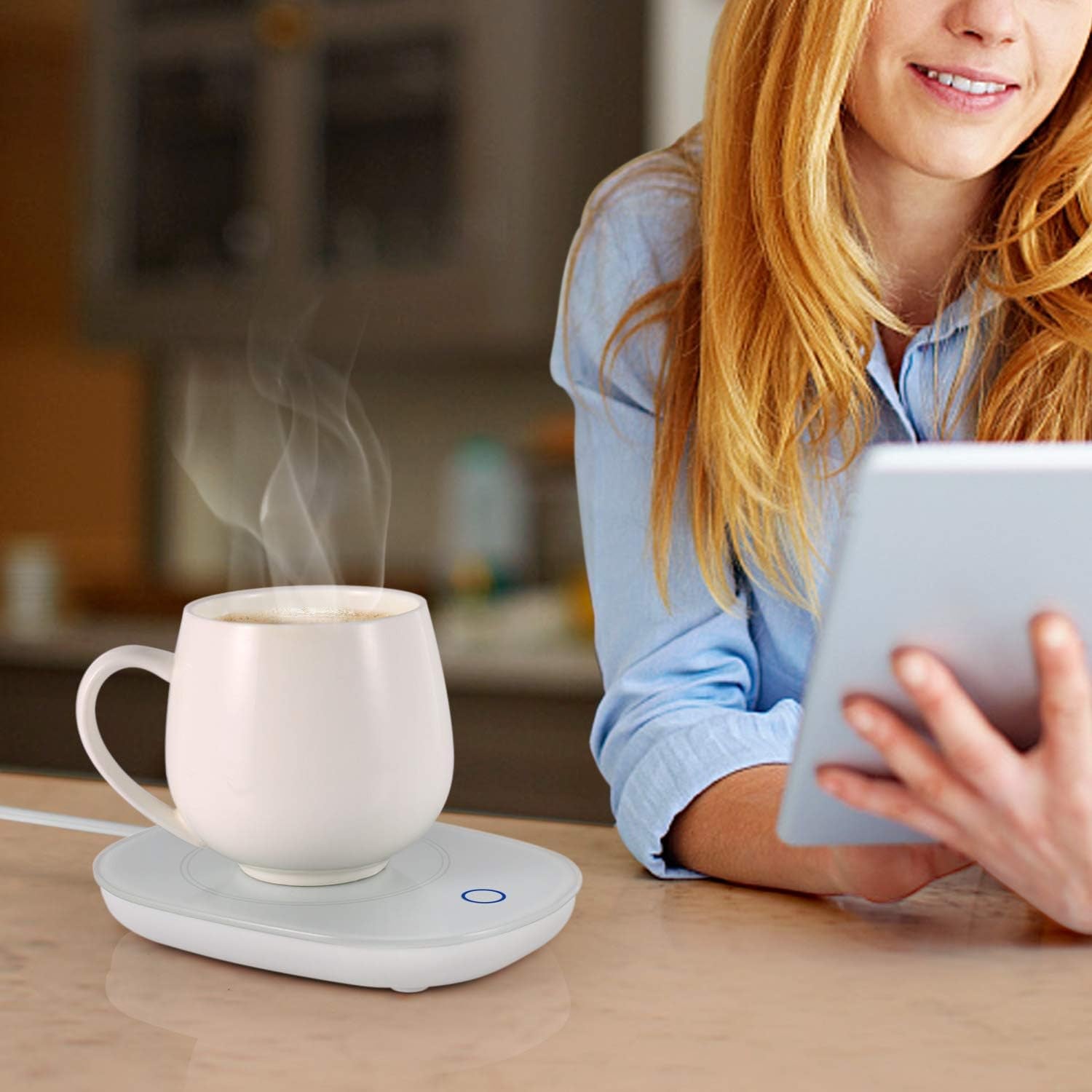 Coffee Mug Warmer for Desk with Auto Shut Off, Coffee Cup Warmer for Desk Office Home, Electric Beverage Warmer Plate for Coffee Tea Milk and Cocoa, White