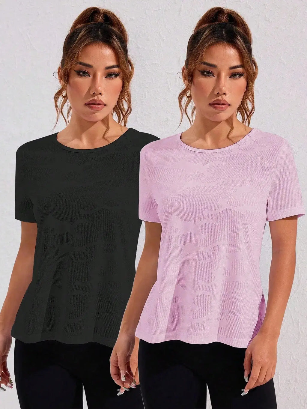 2pcs Women Sport Top With Jacquard Mesh Crossover Back Design Aurexia off