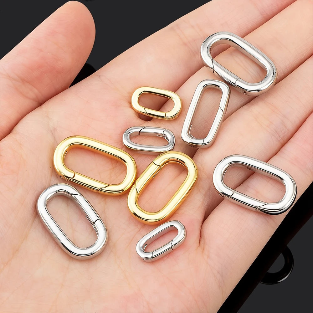 2pcs 18K Gold Plated Filled Oval Carabiner Necklace Clasps Spring Ring Pearl Enhancer Connector for DIY Jewelry Bracelet Making Aurexia off