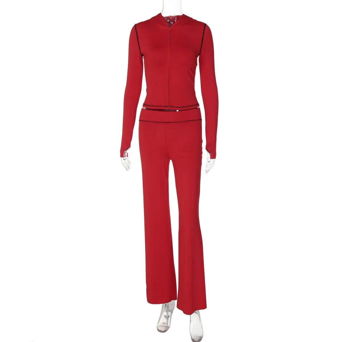 Summer Women's Clothing Front Top High Waist Skinny Long Pants Set For Polyester Streetwear Aurexia off