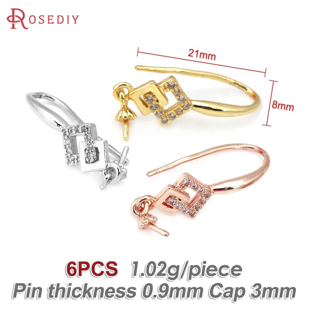 18K Gold Color Brass Can fit Half Hole Beads with Half Pins Earrings Hooks High Quality Jewelry Making Diy Findings Accessories Aurexia off