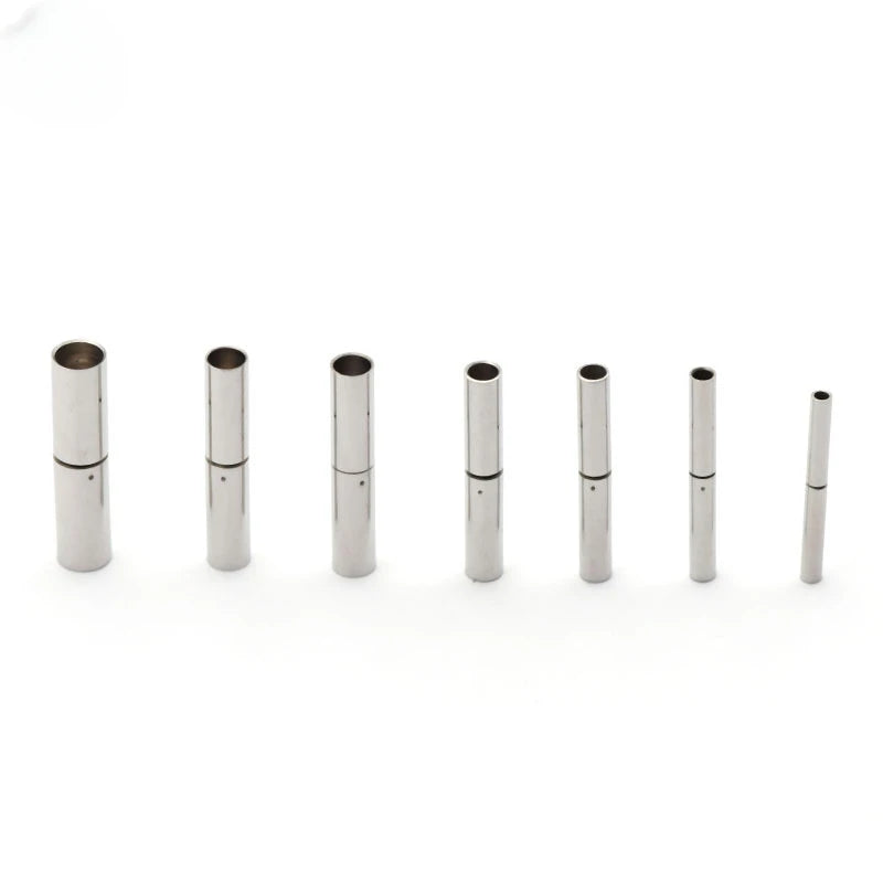 5Pcs/Lot Stainless Steel Spring Buckle Straight Through Titanium Steel Safety Lock Clasp Wax Rope Bracelet Diy Jewelry Making Aurexia off