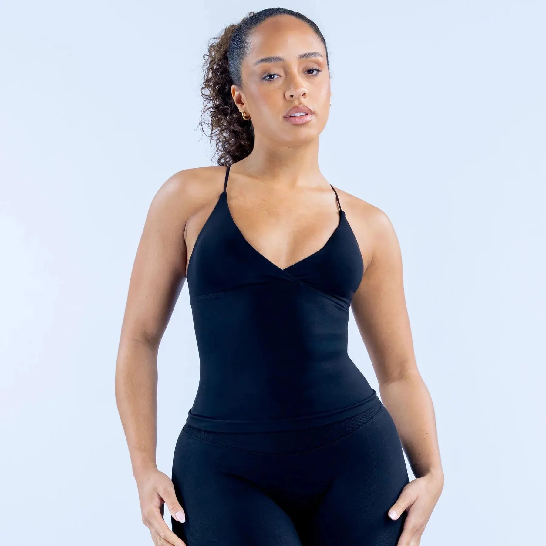 High Elasticity with Chest Pad, Full Matte Nylon, Thin Shoulder  Beautiful Tight Body, Long Vest, Seamless Fitness Comfortable. Aurexia off