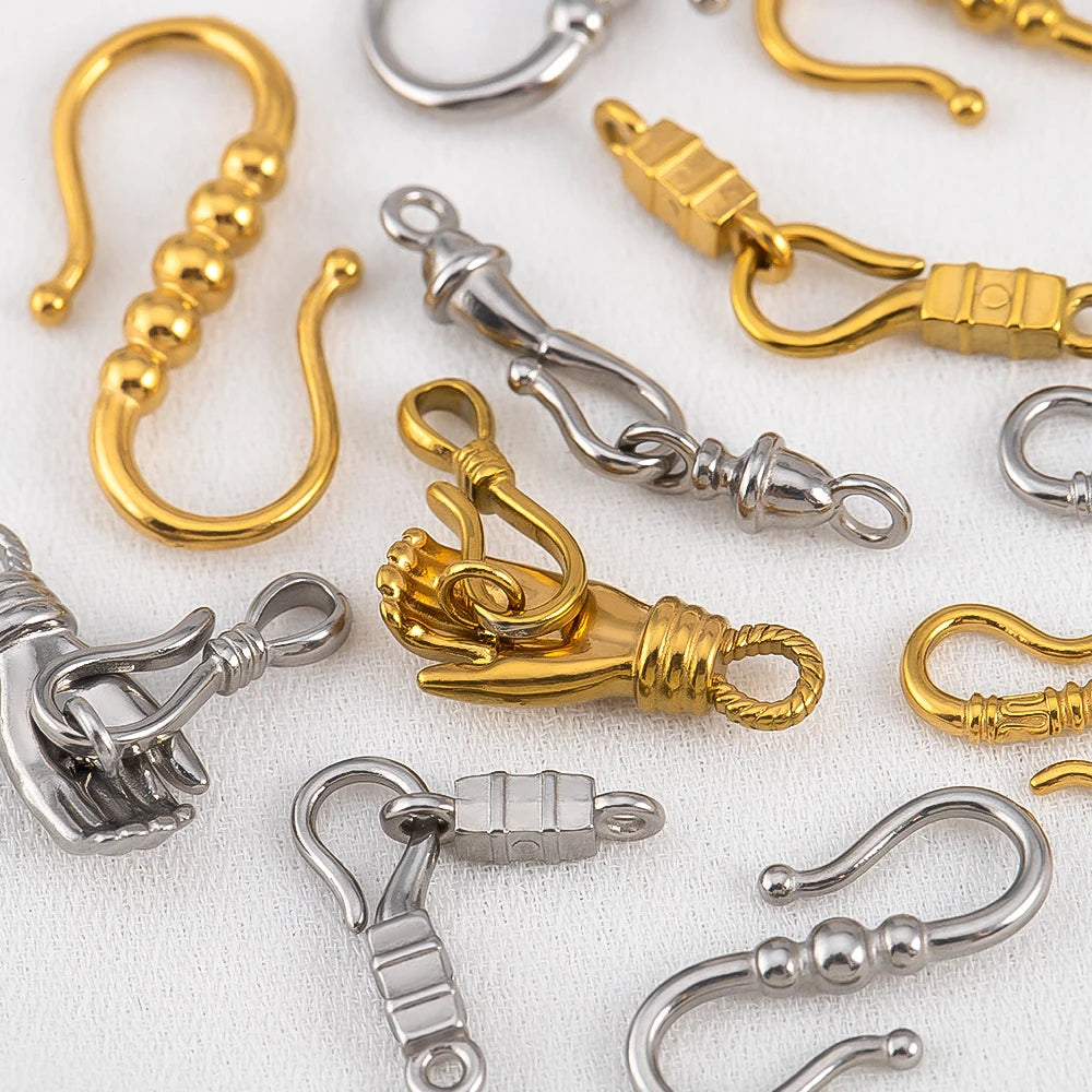 2pcs Stainless Steel Gold Plated Hand-Shape Boat Anchor S-shaped Connection Buckle for DIY Bracelet Clasps Jewelry Accessories Aurexia off