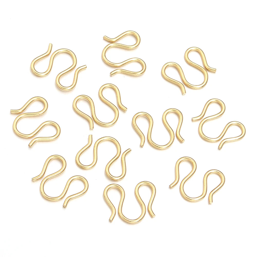 20Pcs Stainless Steel Gold Color S M Shape End Clasps Hooks Chain Connectors For Bracelet Necklace DIY Jewelry Making Supplies Aurexia off