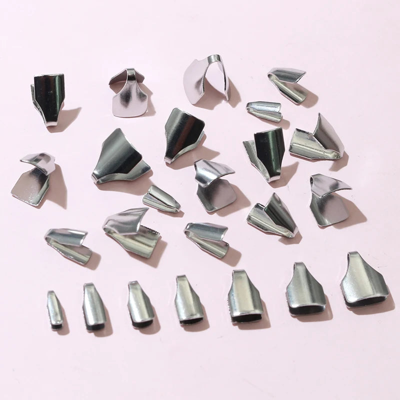 100pcs Stainless Steel 2-7mm Flat Cords Crimp End Beads Caps Clip Tip Fold for DIY Snake Chain Necklace Jewelry Making Findings Aurexia off