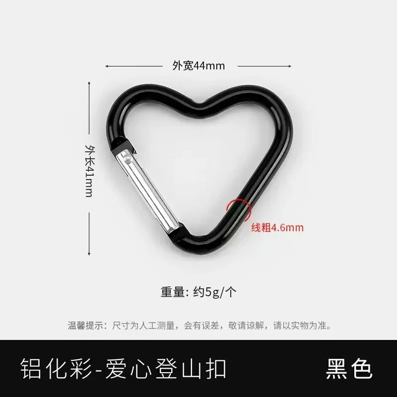 5pcs Aluminum Alloy Colorful Heart Spring Clasps  Carabiner Keychain Clips Hook Dog Chain Diy Jewelry Buckle Connector Supplies Aurexia off