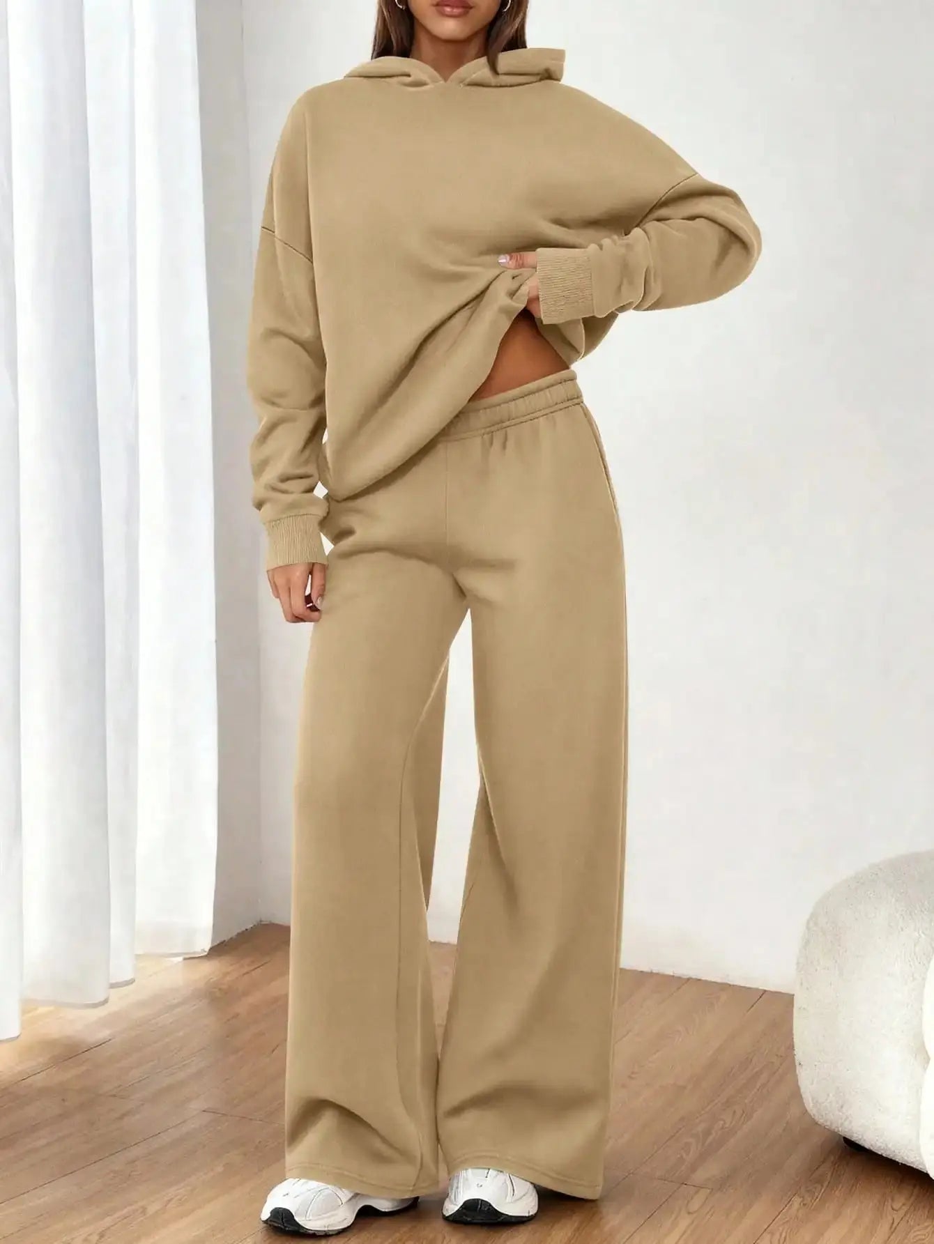 Women's 2 Piece Sweatsuit Set Casual Long Sleeve Hoodie Loose Wide Leg Sweatpants Aurexia off