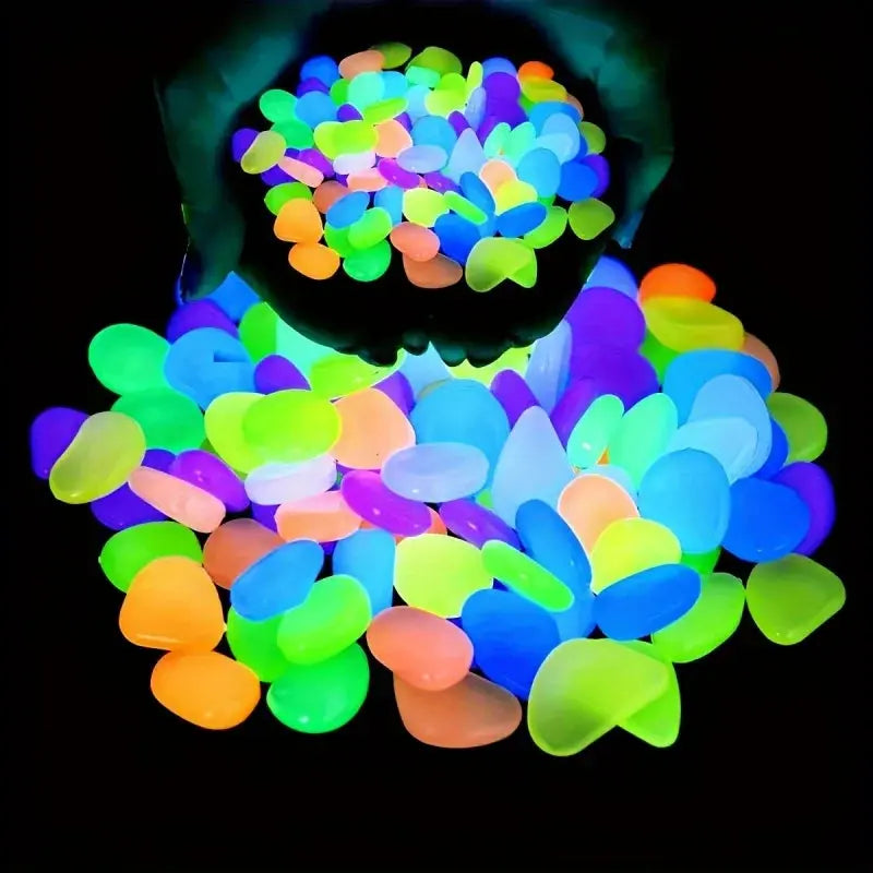 100pcs Glow In The Dark Pebbles, Resin Luminous Stones For Landscape, Garden Paths, Potted Plants, Parks, Aquarium Decor, Aurexia off
