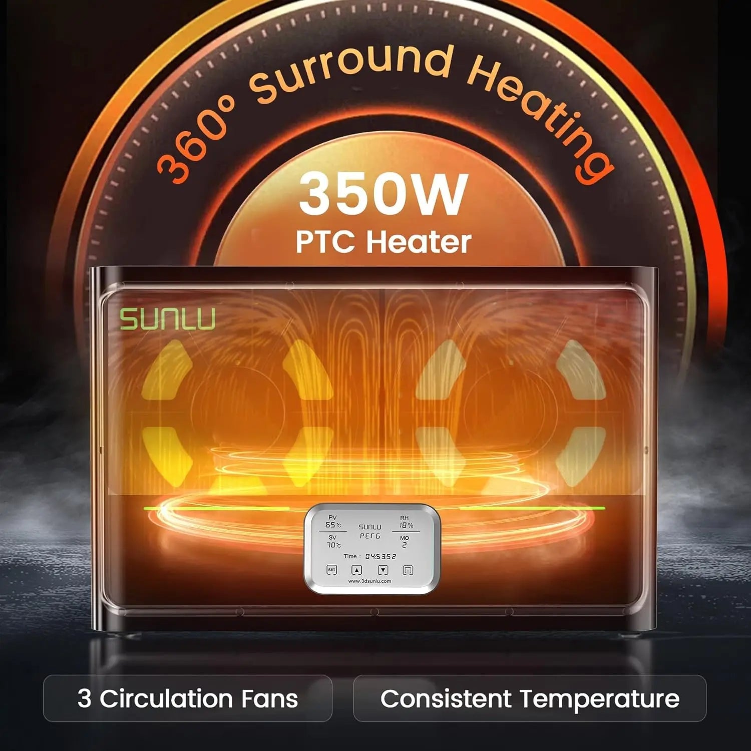 3D Printer Filament Dryer Box, 4 Spools Capacity, 3 Fans & PTC Heater, Max 70°C, Power Saving Mode for PLA ABS PETG TPU Nylon Aurexia off