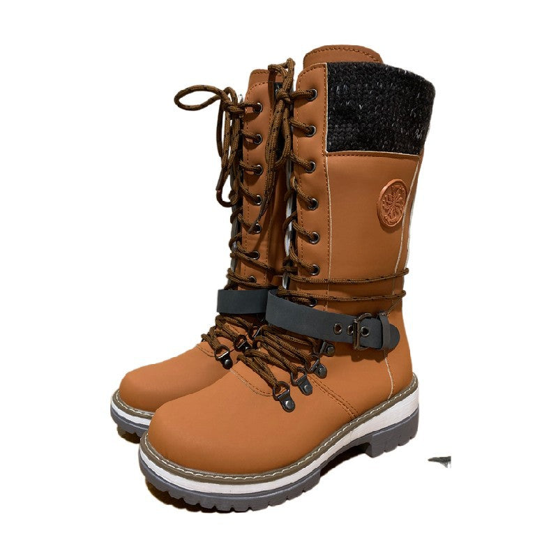Women's Leather Mid Boots with Round Toe and Square Heel Aurexia off