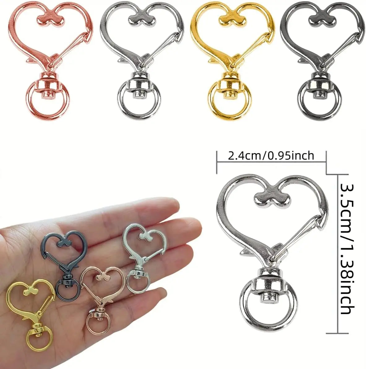 5/10/15/25/40/60Pcs Heart-Shaped Swivel Snap Hooks Metal Spring Snap Keychains Heart Clips Trigger for Lanyard Jewelry Charms Aurexia off