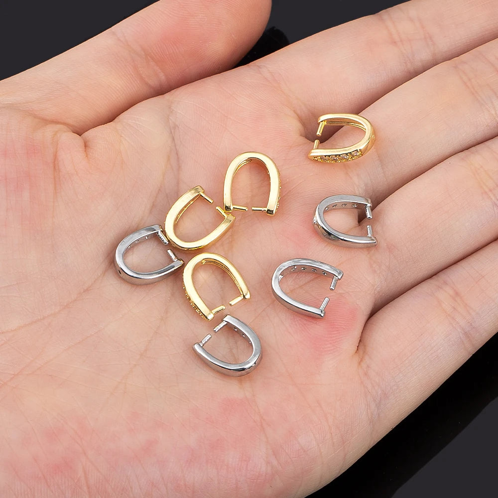 14K Gold Plated Brass Metal Pendant Bail Hooks For Jewelry Making,Inlaid Zircon Pendant Holder Bail,Jewelry Making Accessories Aurexia off
