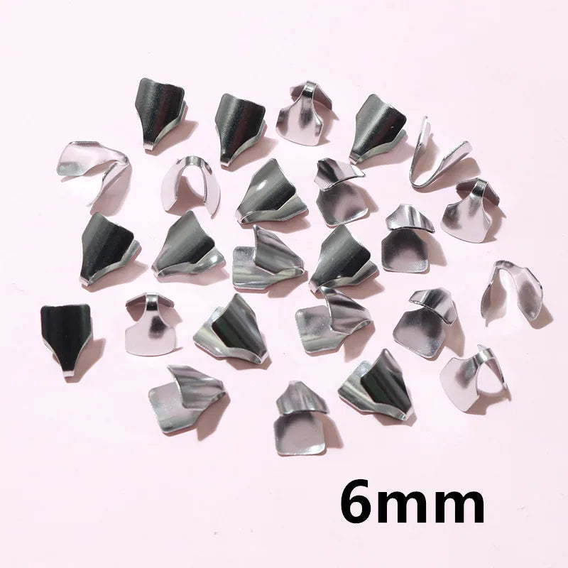 100pcs Stainless Steel 2-7mm Flat Cords Crimp End Beads Caps Clip Tip Fold for DIY Snake Chain Necklace Jewelry Making Findings Aurexia off