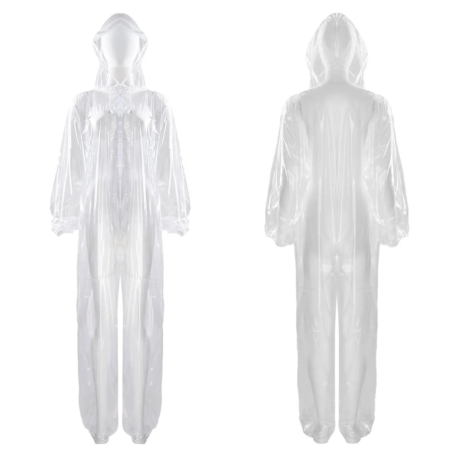 Adults Transparent Full-body Hooded Raincoat Portable Convenient One-piece Waterproof Raincoat Jumpsuit for Outdoor Workwear Aurexia off