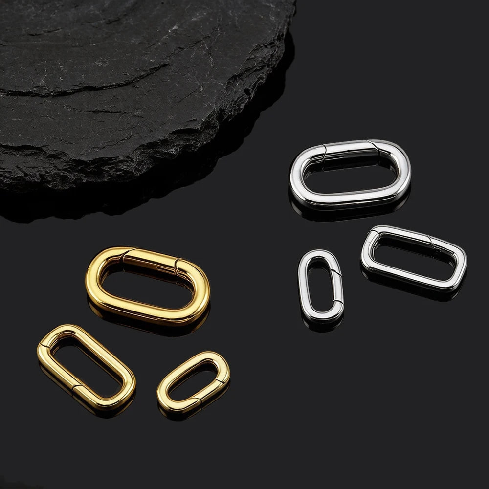 2pcs 18K Gold Plated Filled Oval Carabiner Necklace Clasps Spring Ring Pearl Enhancer Connector for DIY Jewelry Bracelet Making Aurexia off