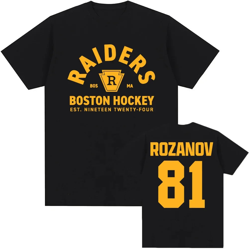 2026 New Rozanov 81 Boston Raiders Cottage Same Cotton Women's Men's Shirt Graphics Heated Rival Oversized Short Sleeved Tshirt Aurexia off