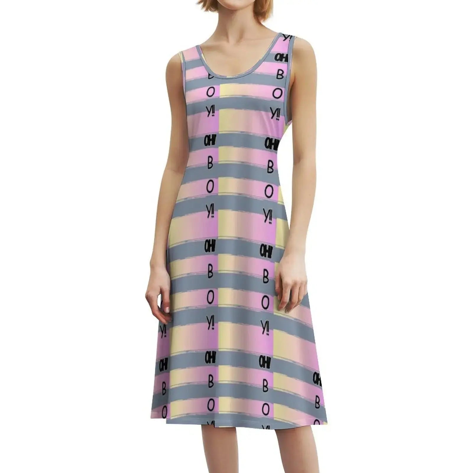 Oh!Boy! Skirt Korean Style Casual Dress For Women Simple Daily Office Lady Dresses Love Girls Pink Stripes Boy Shade Touch Aurexia off