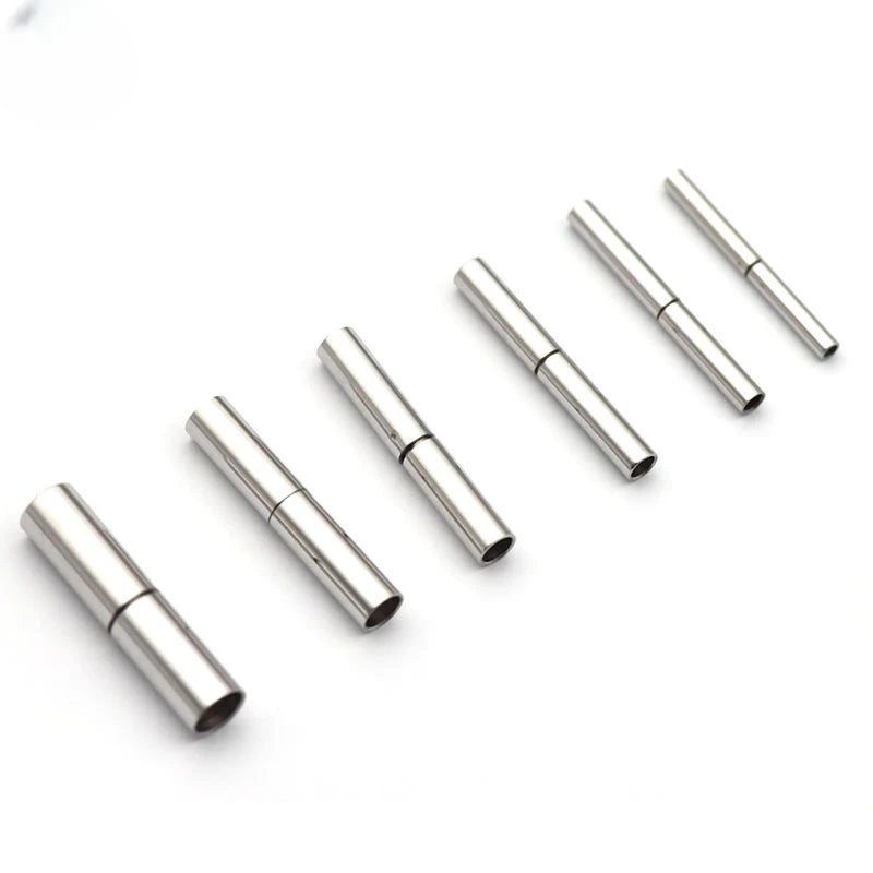 5Pcs/Lot Stainless Steel Spring Buckle Straight Through Titanium Steel Safety Lock Clasp Wax Rope Bracelet Diy Jewelry Making Aurexia off