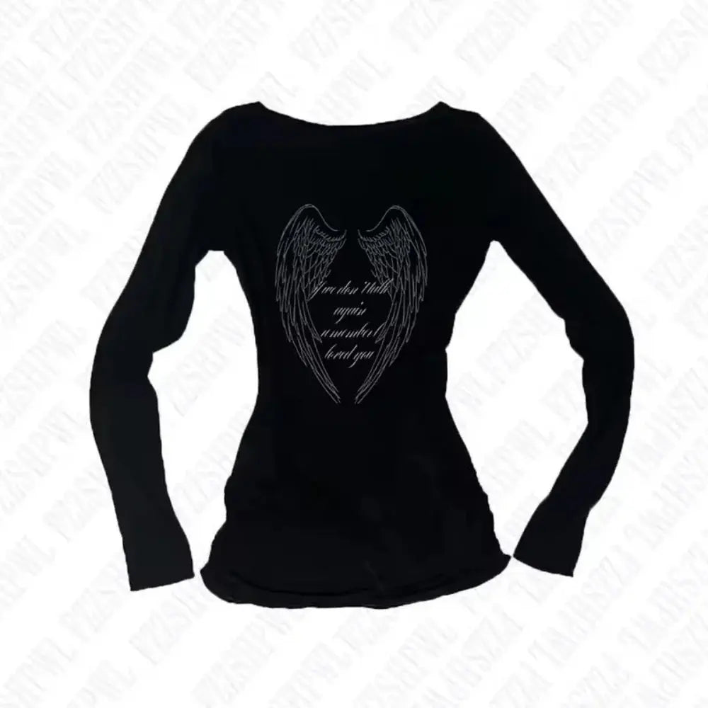 Japanese and Korean Y2K design sense niche women's spring trend best-selling casual long sleeved waist repair T-shirt ins Aurexia off