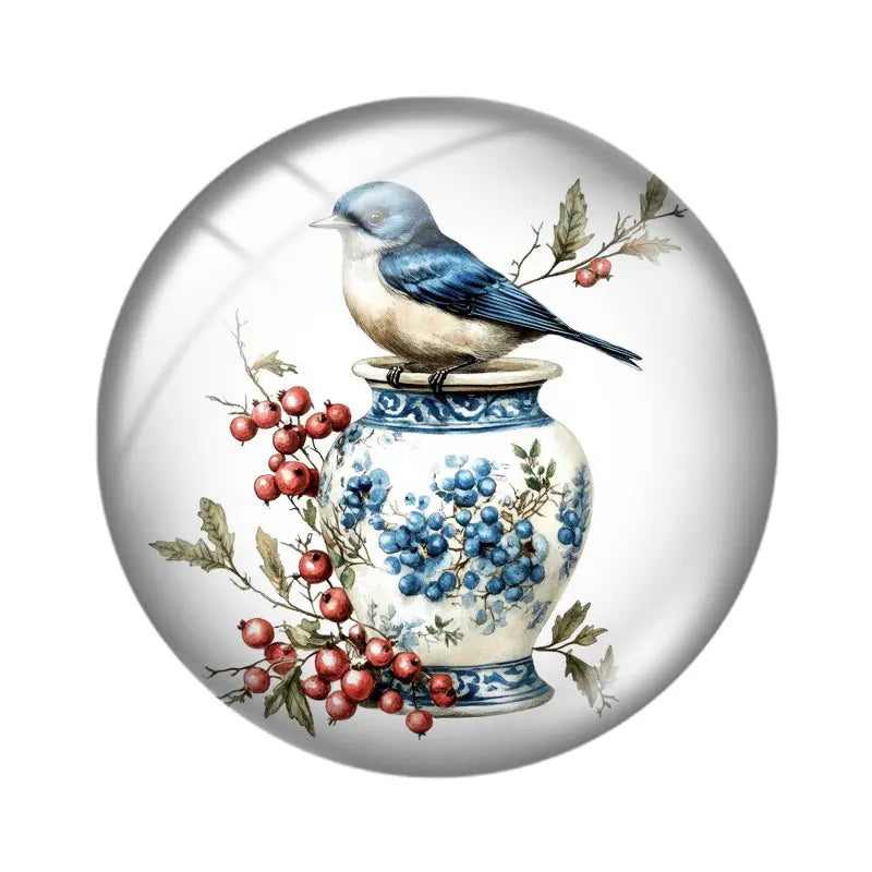 Blue Delft Birds Clipart  12mm/18mm/20mm/25mm Round Photo glass cabochon demo flat back Making findings Aurexia off