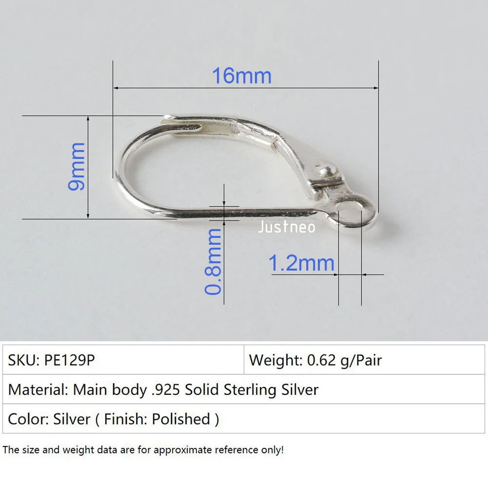 Solid 925 Sterling Silver Hinged French Leverback Eearwire Hook Findings , snap hook for Earring Jewelry DIY Aurexia off