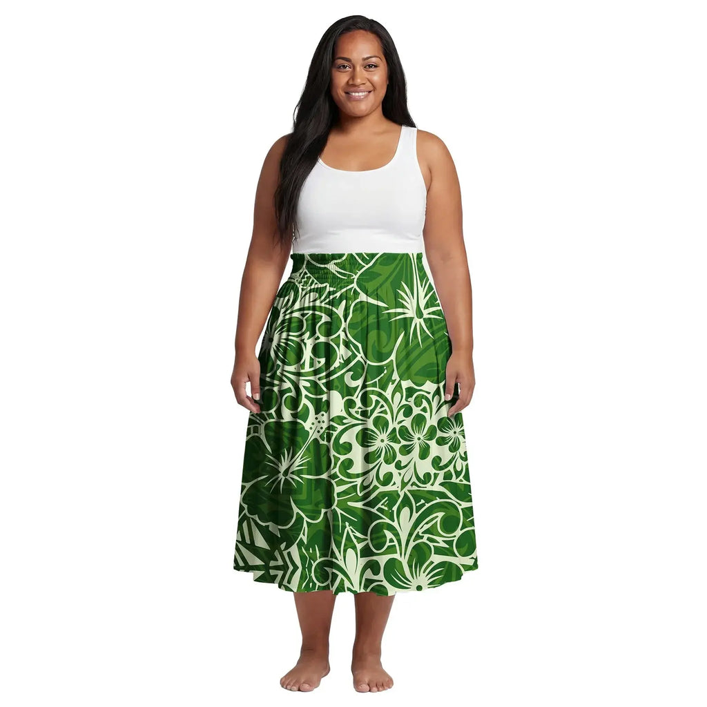 2026 Spring New Custom Elastic Waistband Design Women Skirts Samoan Polynesian Elegant Oversize Ladies Dress Party Aloha Skirts Aurexia off
