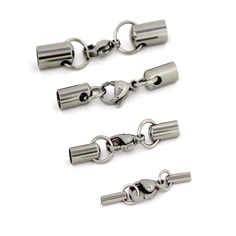 5Set Stainless Steel Lobster Clasps Hooks Leather Cord End Caps Connector 1 2 3 4 5 6mm Necklace Bracelet for DIY Jewelry Making Aurexia off