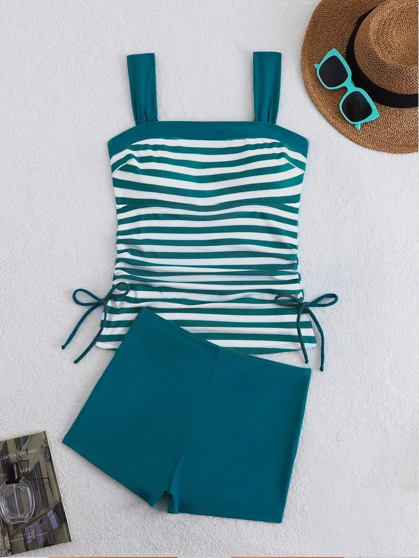 Women Striped Tankini Swimwear 2 Piece Set Beach Vacation Pool Party Aurexia off