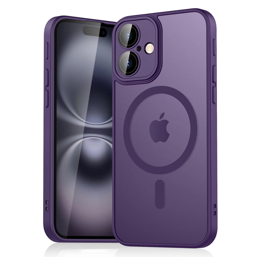 Luxury Magnetic Matte Translucent Armor Shockproof Case For iPhone 11/ 12 13 14 15 16 For Magsafe Wireless Charge Cover Aurexia off