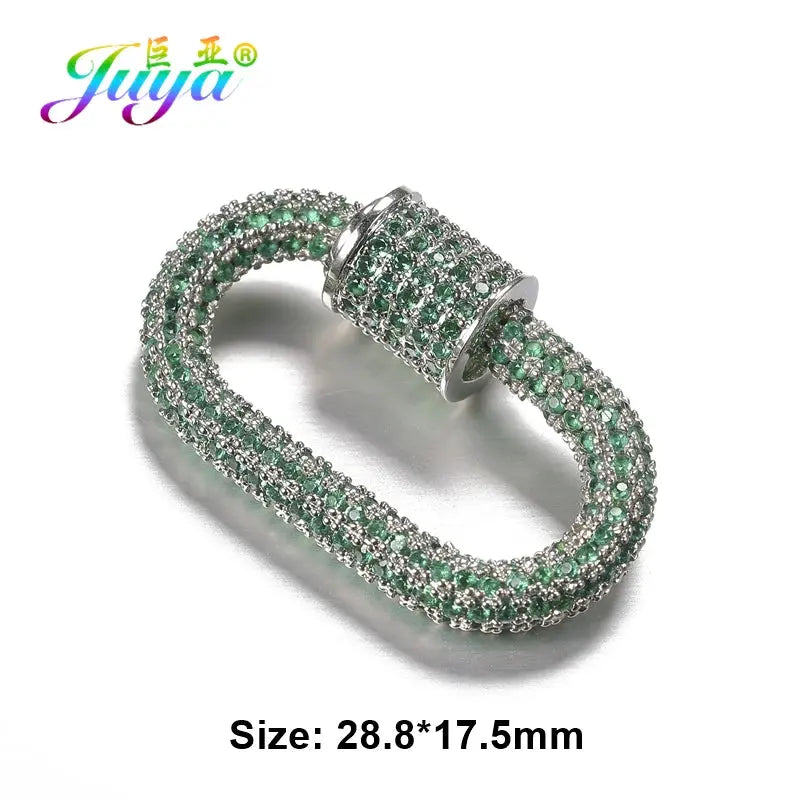 Juya Handmade Zirconia 18K Gold Plated Decorative Copper Pendant Carabiner Screw Bolt Lock Clasps For DIY Punk Jewelry Making Aurexia off