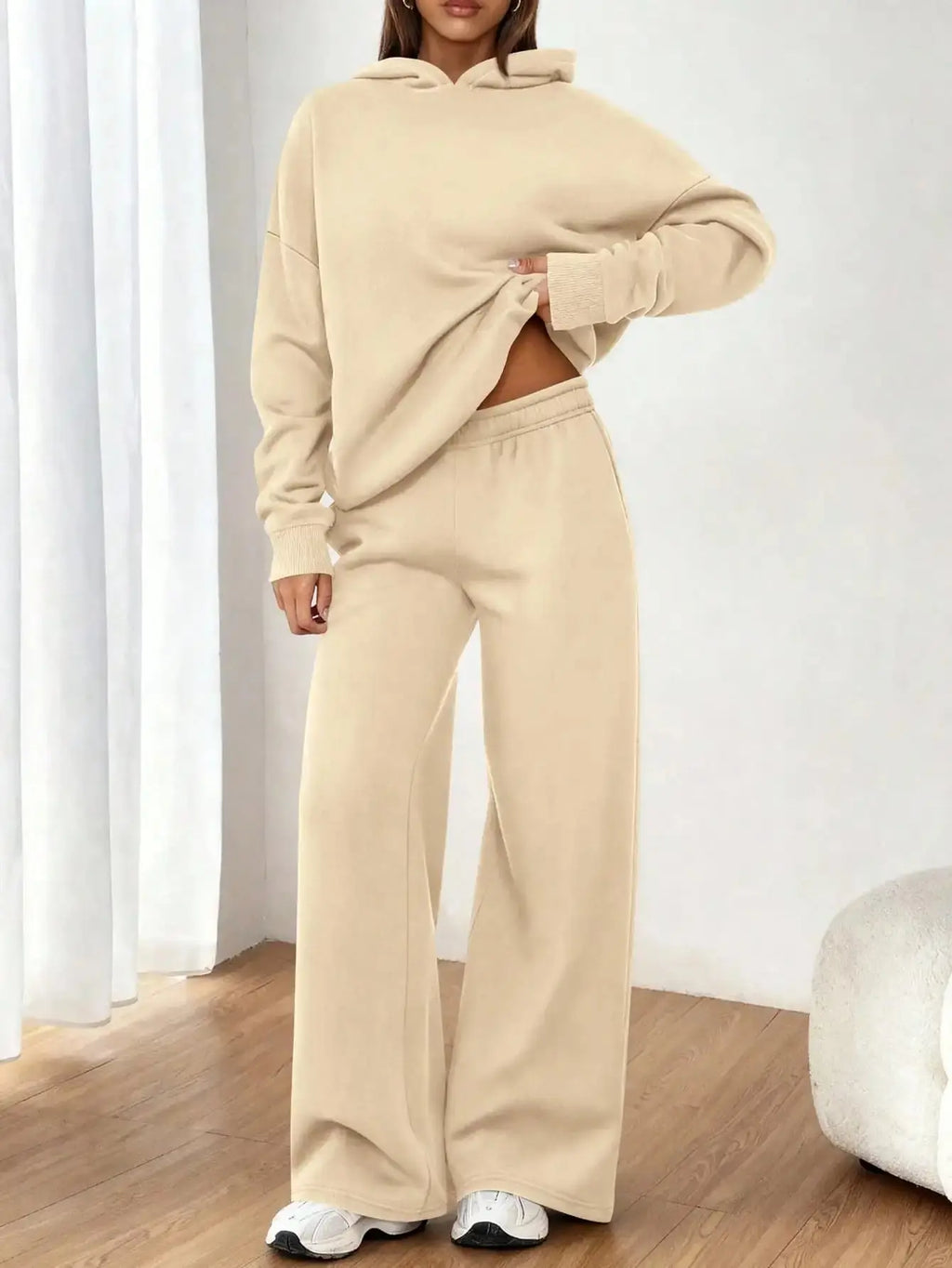 Women's 2 Piece Sweatsuit Set Casual Long Sleeve Hoodie Loose Wide Leg Sweatpants Aurexia off