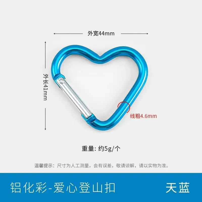 5pcs Aluminum Alloy Colorful Heart Spring Clasps  Carabiner Keychain Clips Hook Dog Chain Diy Jewelry Buckle Connector Supplies Aurexia off