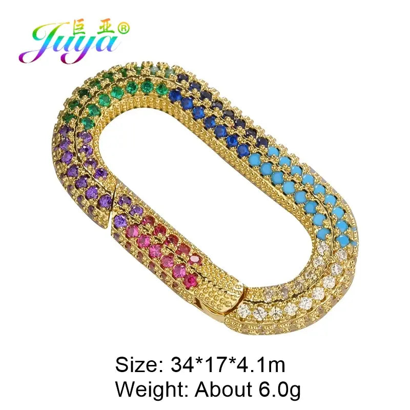 Juya Handmade Zirconia 18K Gold Plated Decorative Copper Pendant Carabiner Screw Bolt Lock Clasps For DIY Punk Jewelry Making Aurexia off