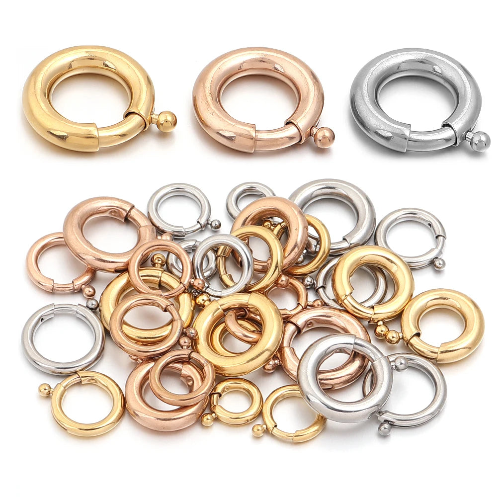 2pcs Stainless Steel Spring Clasps Round Ring Clasp Hooks Buckle Connectors For DIY Jewelry Making Bracelet Necklace Accessories Aurexia off
