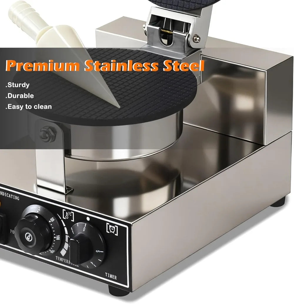 110V Commercial Waffle Cone Maker 1300W Electric Ice Cream Cone Baker, Non-Stick, Temp & Time Control for Restaurants Aurexia off