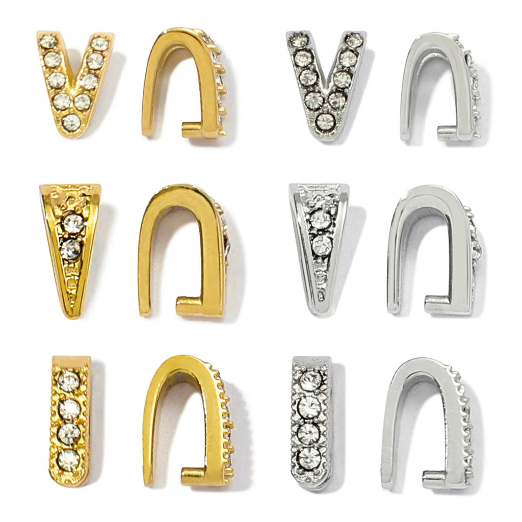 5Pcs/Lot Stainless Steel Clips Clasps Rhinestone Pinch Clip Bail Connectors For DIY Jewelry Findings Accessories Aurexia off