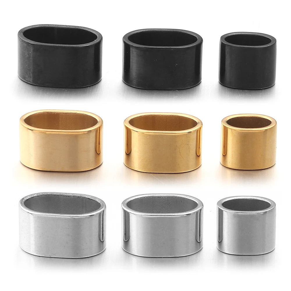 6pcs Flat Stainless Steel Tube Slider Beads Position Beads Big Hole Metal Beads DIY Leather Bracelet Clasps For Jewelry Making Aurexia off
