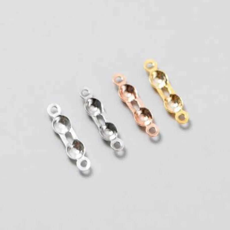 4pcs Genuine Real Pure Solid 925 Sterling Silver Closure End Beads Clasps Clips Gold Crimp Connector DIY Jewelry Making Finding Aurexia off